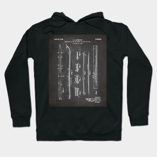 Skiing Skis Patent - Skier Ski Lodge Chalet Art - Black Chalkboard Hoodie